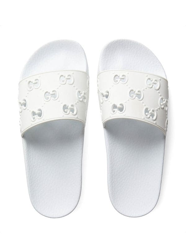 White gucci store slides womens