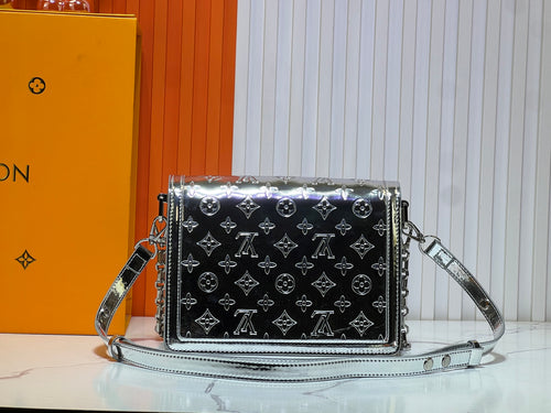 Metallic Monogram Chain Purse