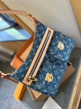 Load image into Gallery viewer, Denim Monogram Shoulder Bag