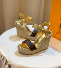 Load image into Gallery viewer, Monogram Wedge Heels