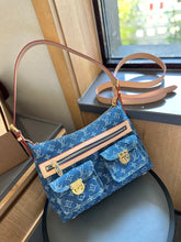 Load image into Gallery viewer, Denim Monogram Shoulder Bag