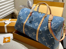 Load image into Gallery viewer, Denim Monogram Travel Bag