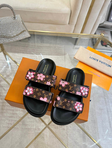 Monogram Flower Slides
