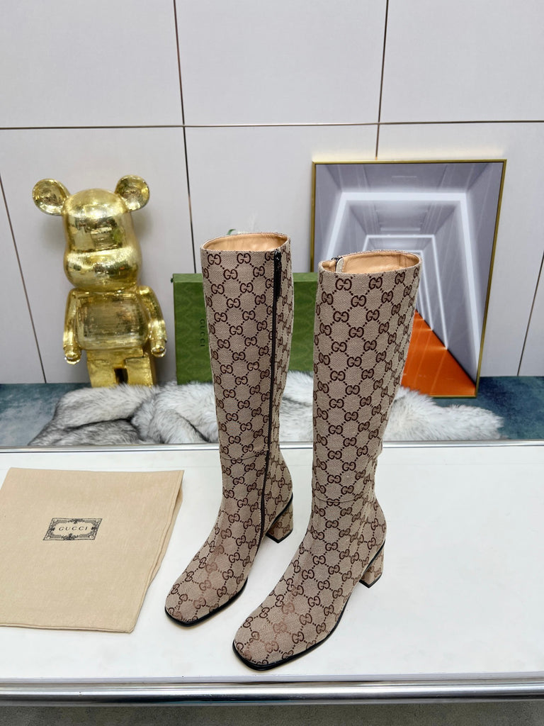 GG Canvas Heel Boots