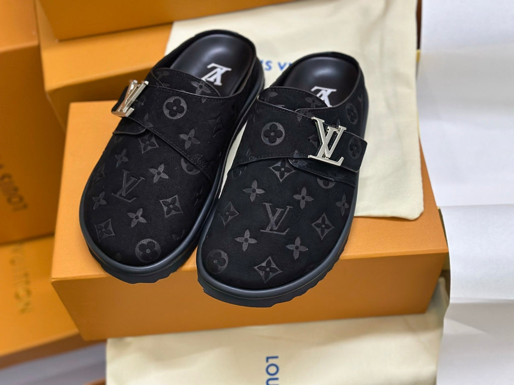 Suede Monogram Clogs