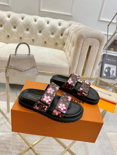 Monogram Flower Slides