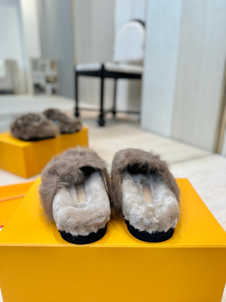 Louie Mink Fur Slides