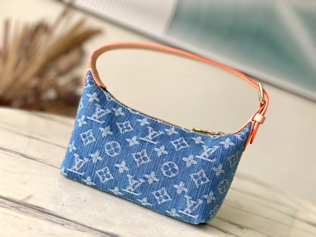 Denim Monogram Shoulder Bag