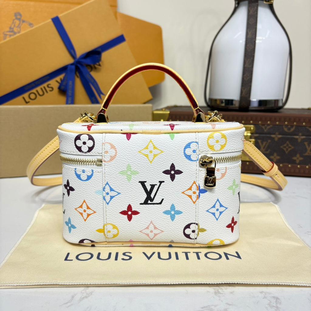 White Colorful Monogram Purse