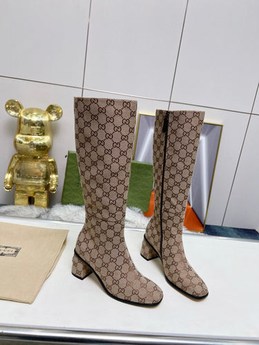 GG Canvas Heel Boots