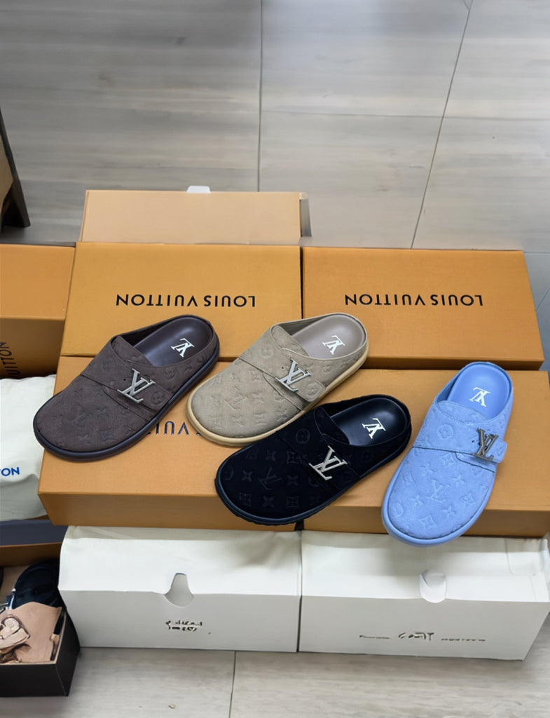 Suede Monogram Clogs