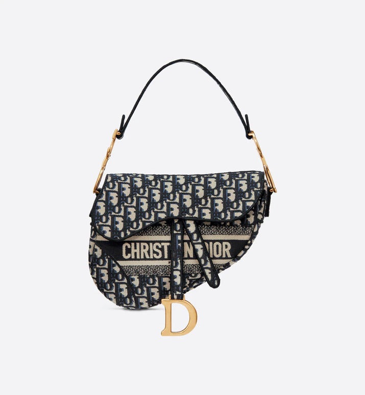 D Oblique Embroidered Saddle Bag